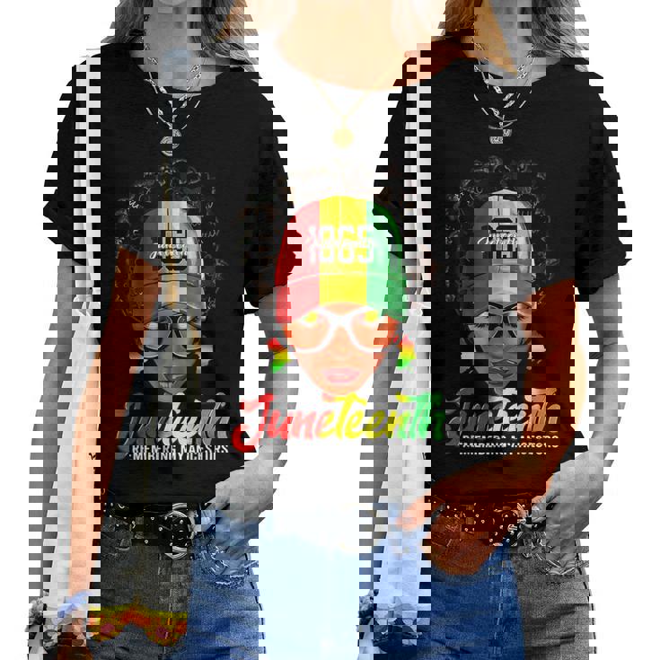 Black Messy Bun Junenth Remembering My Ancestors Women T-shirt