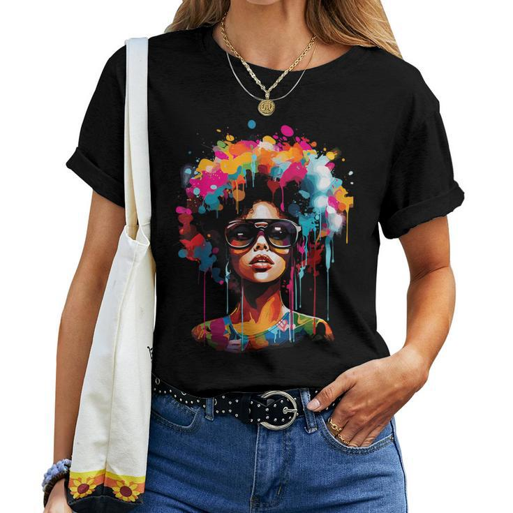 Black Queen Dripping Afro Melanin Junenth Women T-shirt