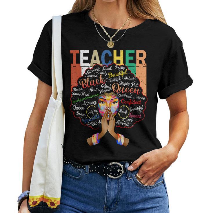 Black Woman Teacher Afro African Vintage Black History Month Women T-shirt