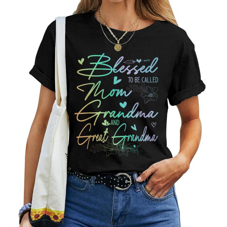 Blessed To Be Called Mom Grandma And Great Grandma Floral Women T-shirt