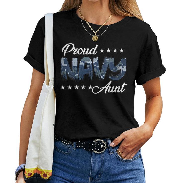 Blue Digital Bold Proud Navy Aunt Women T-shirt