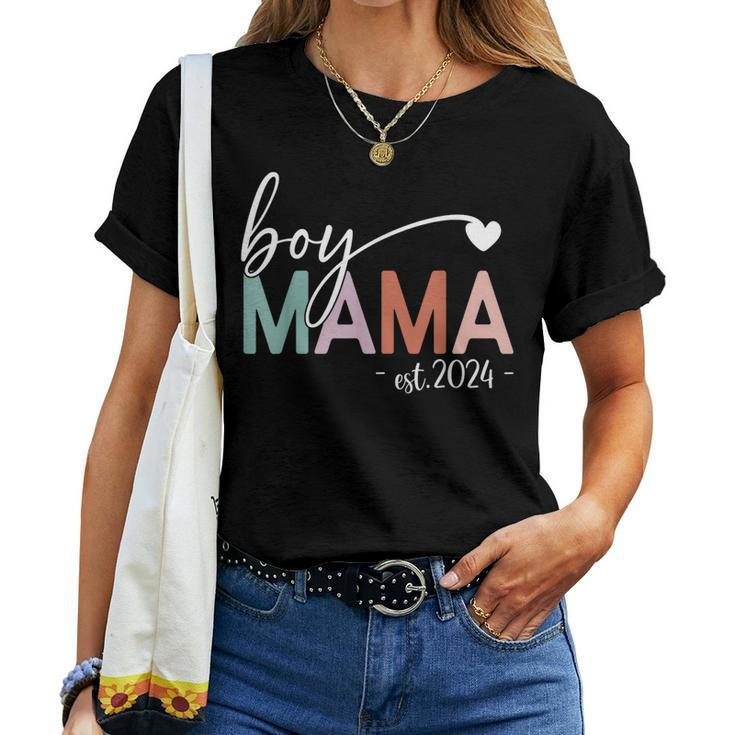 Boy Mama Est 2024 Boy Mom Pregnancy Mom To Be New Mama 2024 Women T-shirt