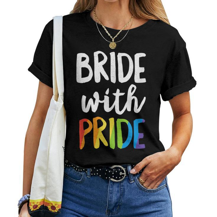Bride With Pride Rainbow Lesbian Bachelorette Party Wedding Women T-shirt