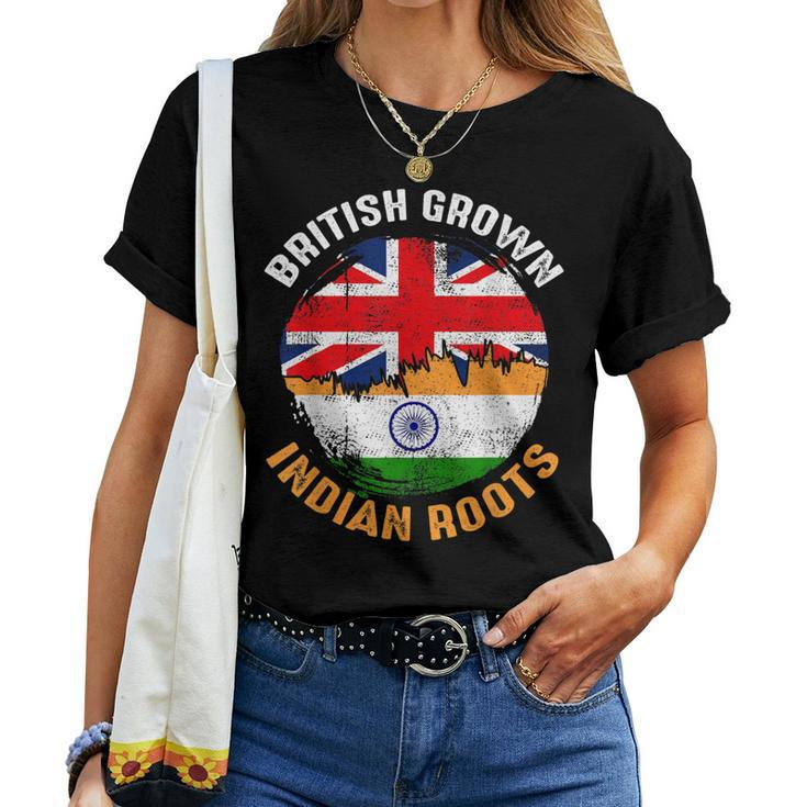 British Grown Indian Roots Vintage Flags For Women Women T-shirt