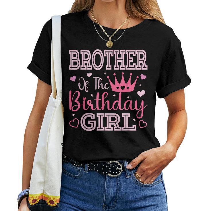 Brother Of The Birthday Girl Cute Pink Matching Family Party Women T-shirt