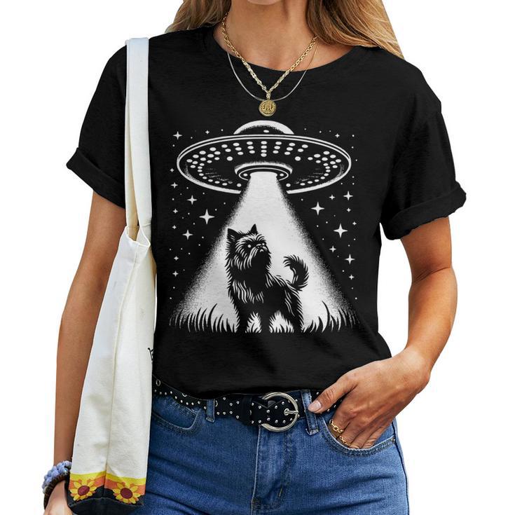 Brüssel Griffon Mama Papa Hund Lustiges Alien Ufo T-shirt Frauen