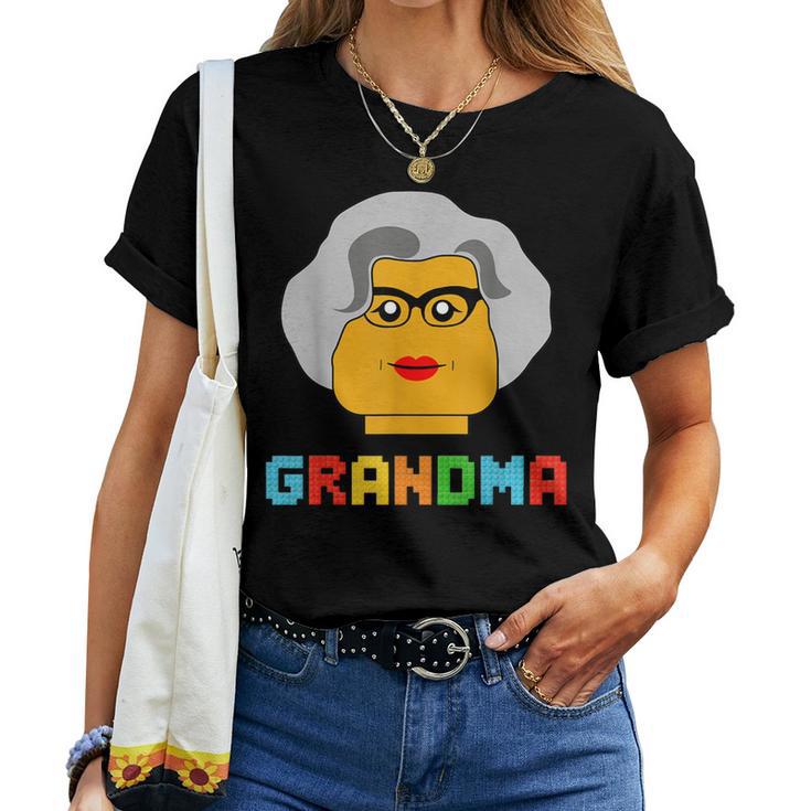 Building Block Brick Grandma Master Builder Family Matching Women T-shirt