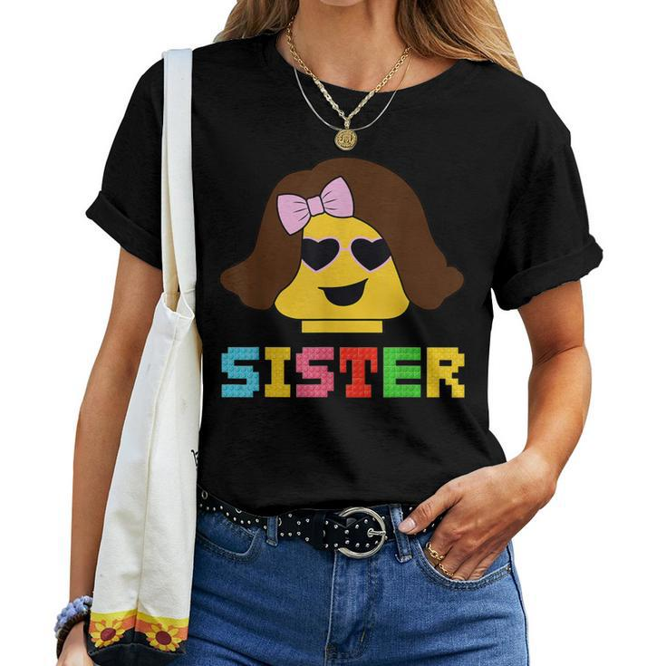 Building Bricks Blocks Sister Master Builder Family Matching Women T-shirt