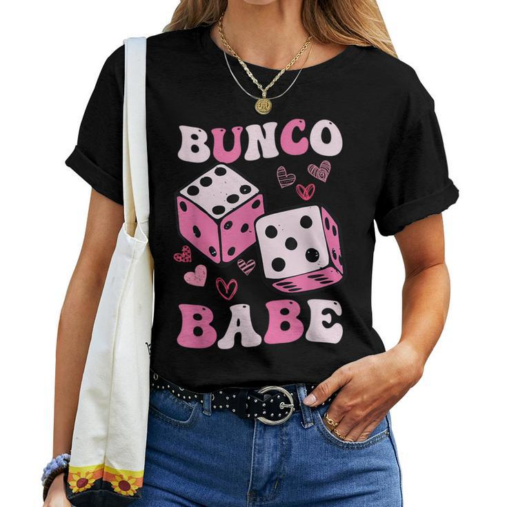 Bunco Babe Bunco Game Night Retro Groovy Gamble Women T-shirt