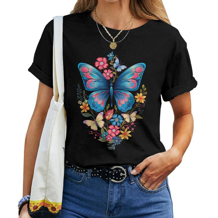 Butterfly With Flowers I Aesthetic Butterfly Women T-shirt