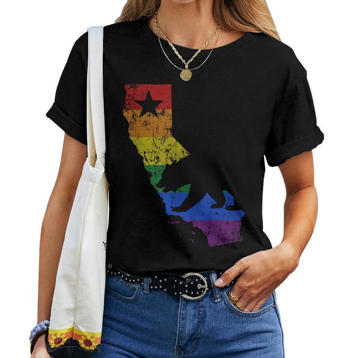 California Lgbtq Gay Lesbian Pride Rainbow Flag Women T-shirt