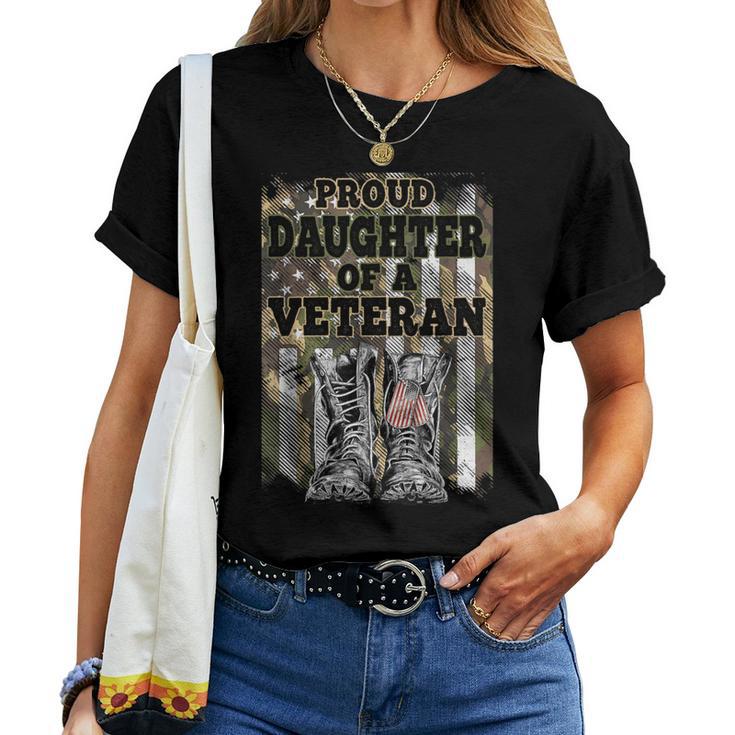 Camouflage American Veteran Proud Daughter Of A Veteran Women T-shirt