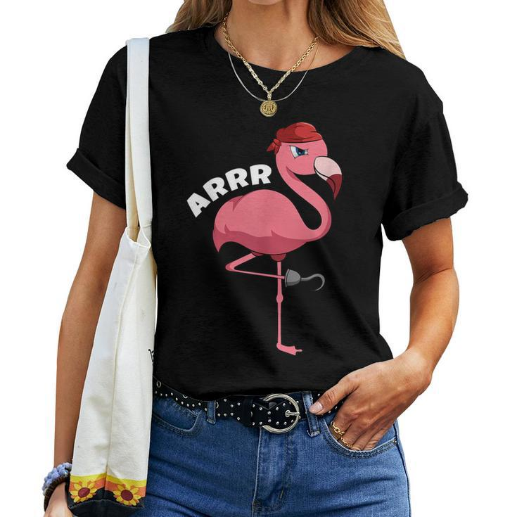 Caribbean Freebooter Sea Thief Girl Flamingo Pirate Women T-shirt