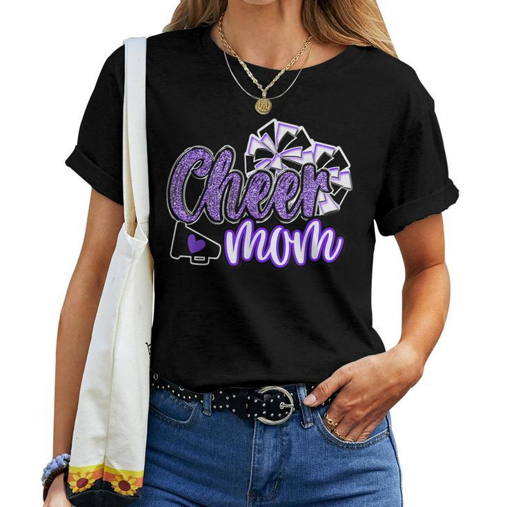 Cheer Mom Megaphone Purple Leopard Cheetah Print Women T-shirt