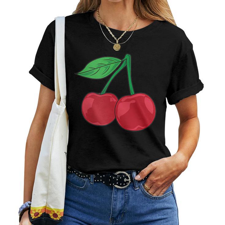 Cherry Pocket Fruit Lover Sweet Bomb Farmer Red Cherries Women T-shirt