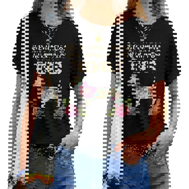 Chica Amor Teckel Perro Floral Lindo Dachshund Regalo Camiseta de mujer