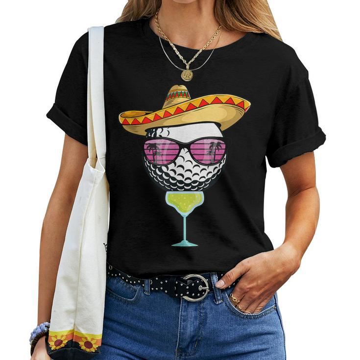 Cinco De Mayo Golf Ball With Sombrero Margarita Golfer Women T-shirt