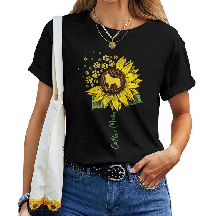 Collie Mom Sunflower Rough Collie Dog Mom Mama Women T-shirt