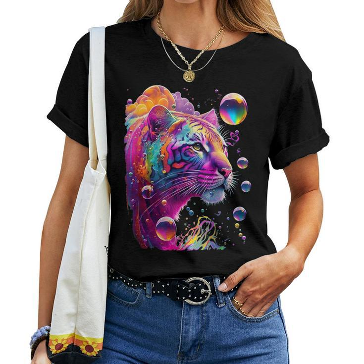 Colorful Rainbow Tiger Graphic Women T-shirt