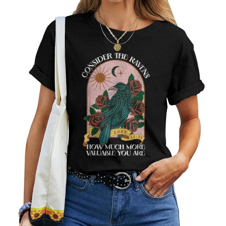 Consider The Ravens Bird Luke 12 24 Bible Verse Christian Women T-shirt