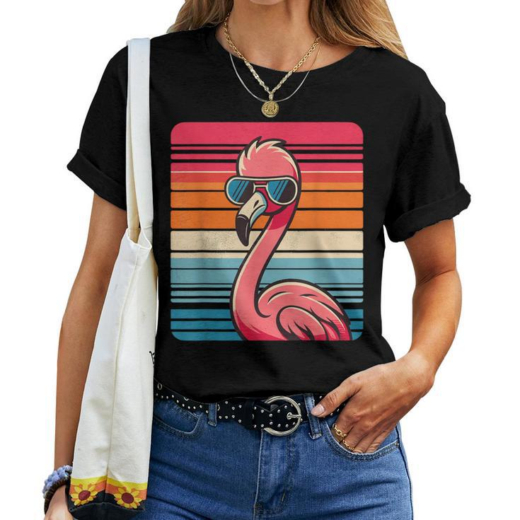 Cool Retro Flamingo In Sunglasses 70S 80S 90S Flamingo Women T-shirt