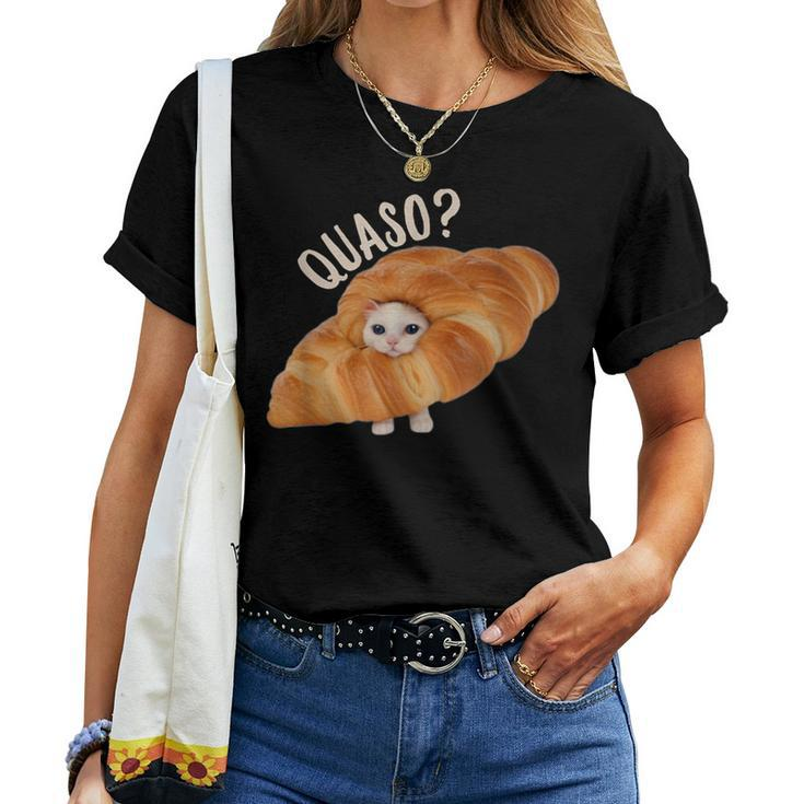 Croissant Quasocat Meme For Vintage Croissant Cat Meme Women T-shirt