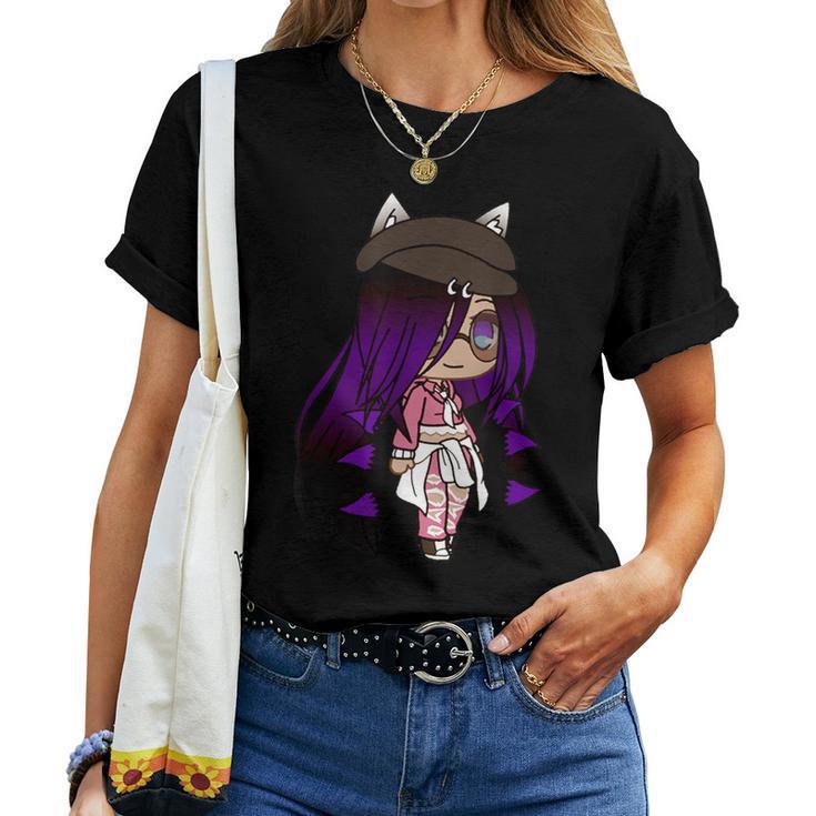 Cute Chibi Style Kawaii Anime Girl With Fox Ears And Tails Women T-shirt