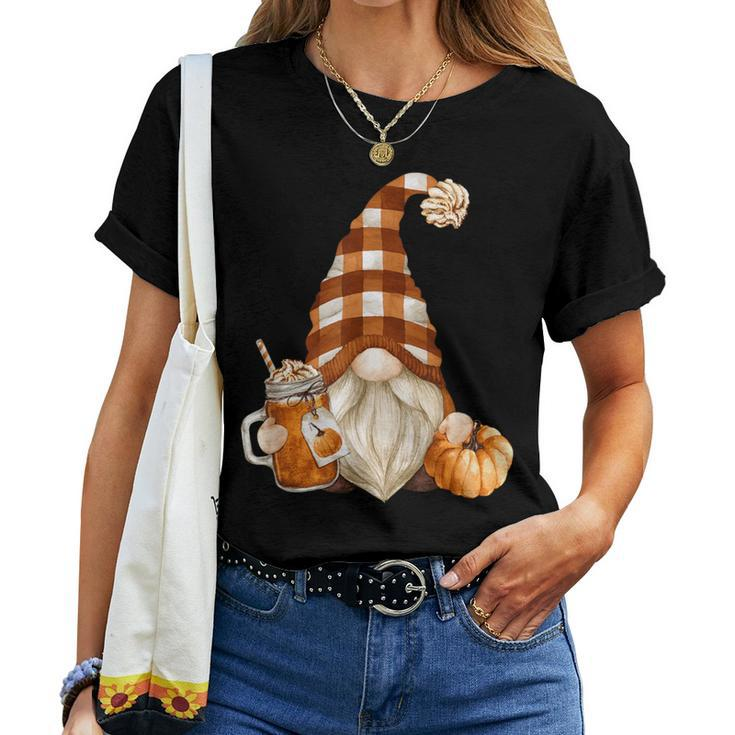 Cute Holiday Gnome For Thanksgiving With Fall Pumpkin Spice Women T-shirt