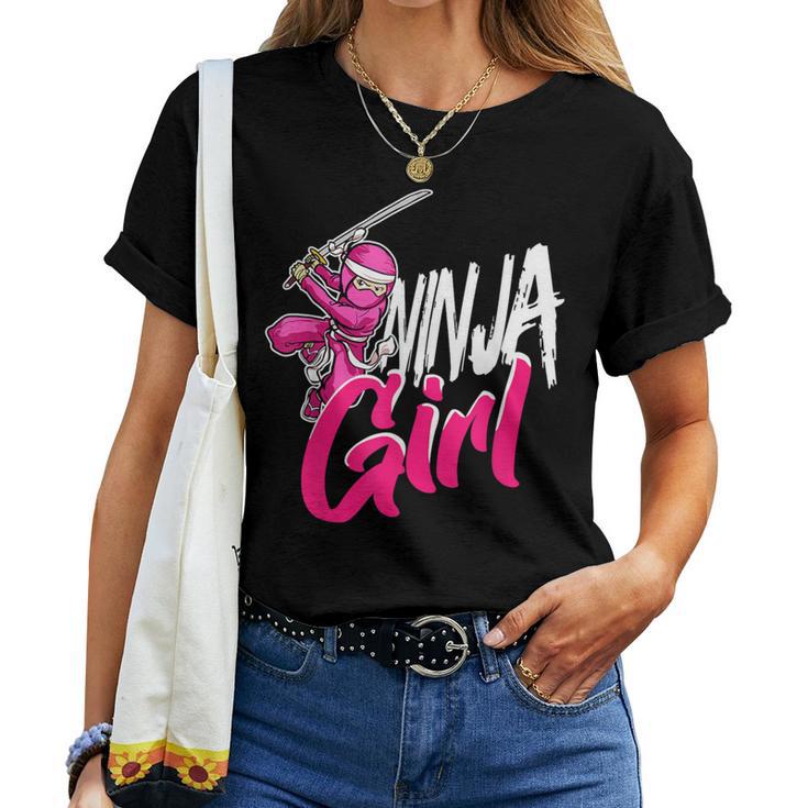 Cute Ninja Fighter Costume Ninja Girl Women T-shirt