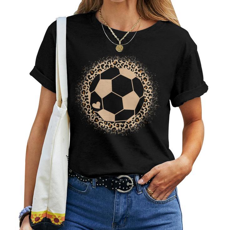 Cute Soccer Leopard Print Girls Soccer Lover Women T-shirt