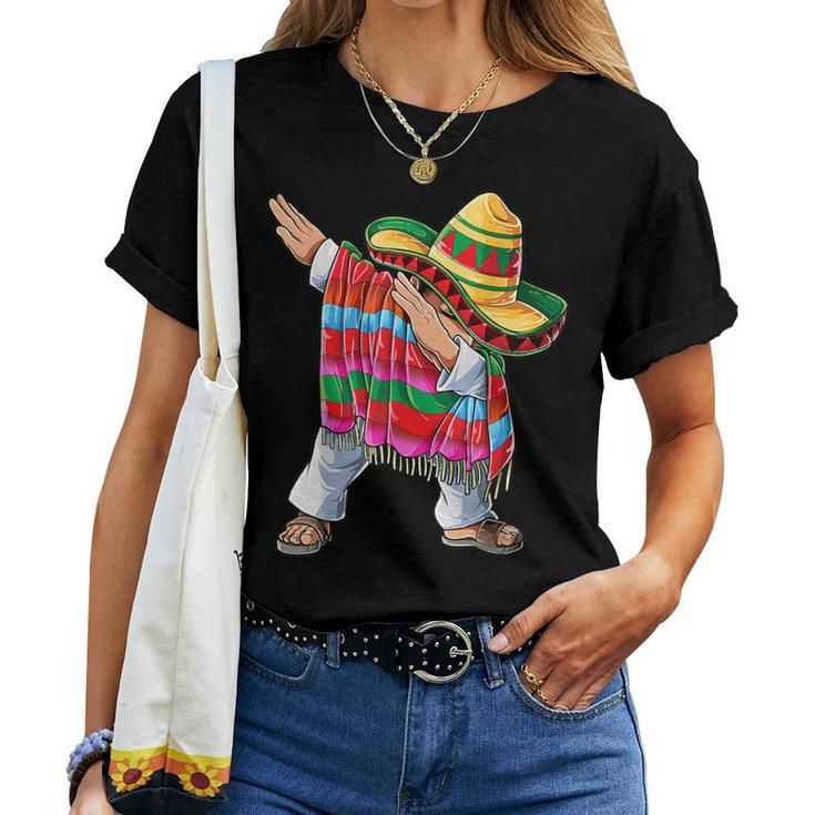 Dabbing Mexican Poncho Cinco De Mayo Dab Sombrero Women T-shirt