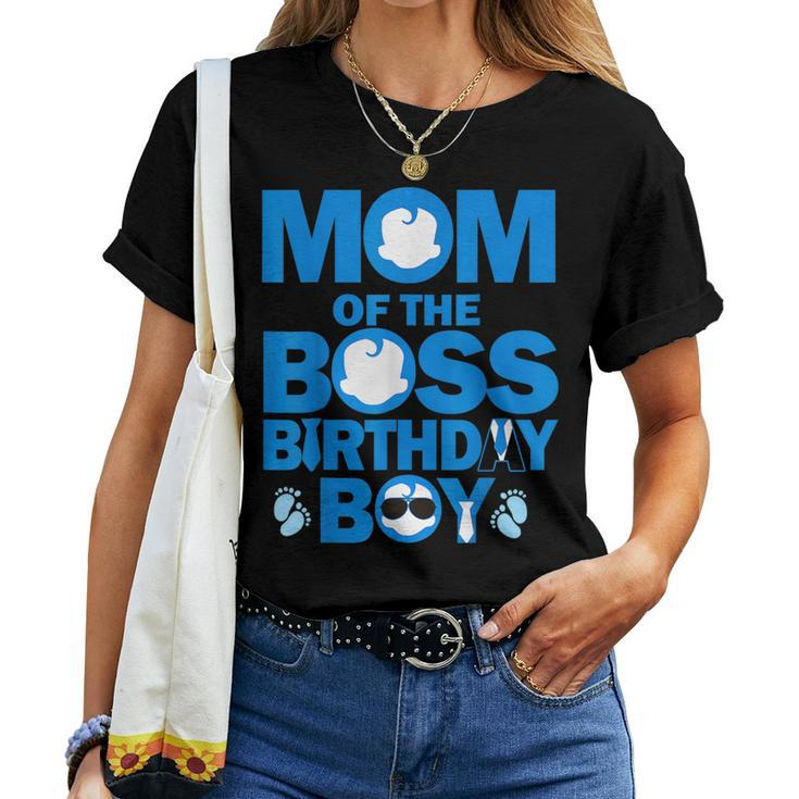 Dad And Mom Of The Boss Birthday Boy Baby Family Party Decor Women T-shirt