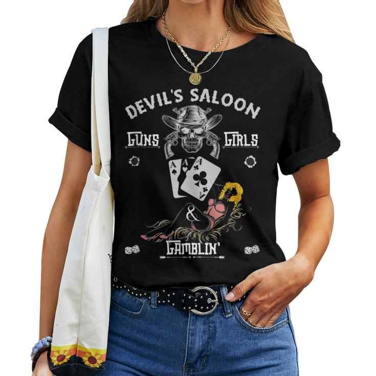 Devil's Saloon Guns Girls & Gambling Women T-shirt