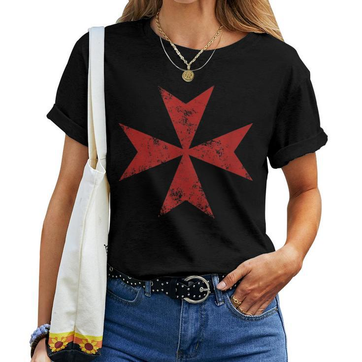 Distressed Maltese Cross Knights Of Malta Crusader Women Women T-shirt