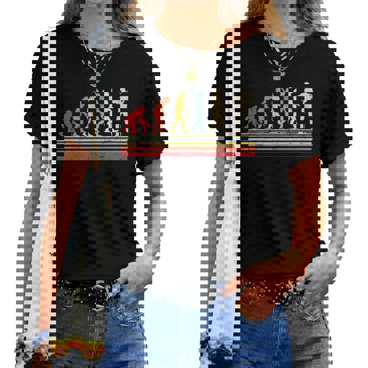 Divertidoiolín Evolution Of Manintage Retro Camiseta de mujer