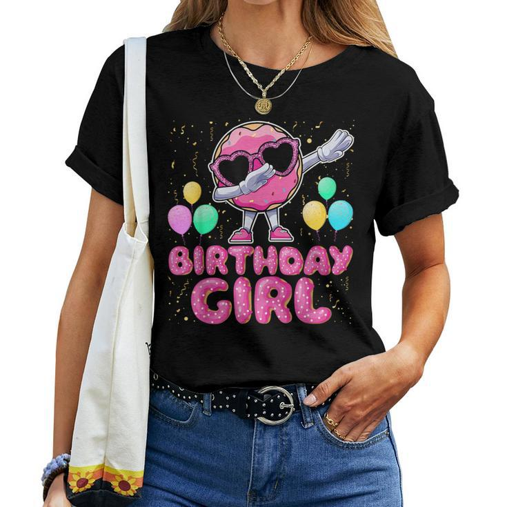 Donut Birthday Girls Dabbing Donut Girl Birthday Party Women T-shirt