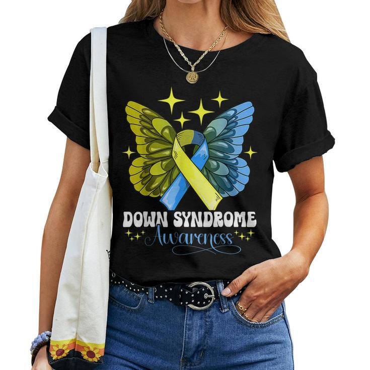 Down Syndrome Awareness Butterfly Down Syndrome Support Women T-shirt