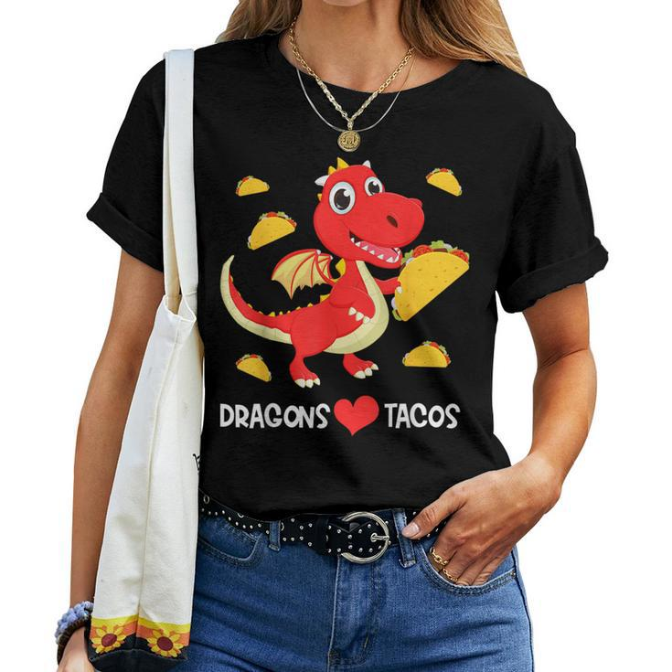 Dragons Love Tacos Cute Dragon Lover Boy Girl Mexico Taco Women T-shirt