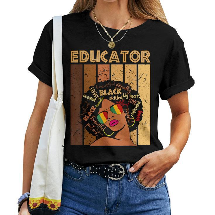 Educator Afro African American Black History Month Women T-shirt