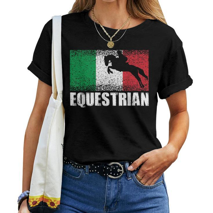 Equestrian Sport Italy Flag Italian Horse Rider Women T-shirt