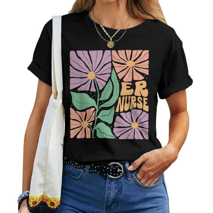 Er Flower Emergency Room Nurse Spring Er Team Er Tech Women T-shirt