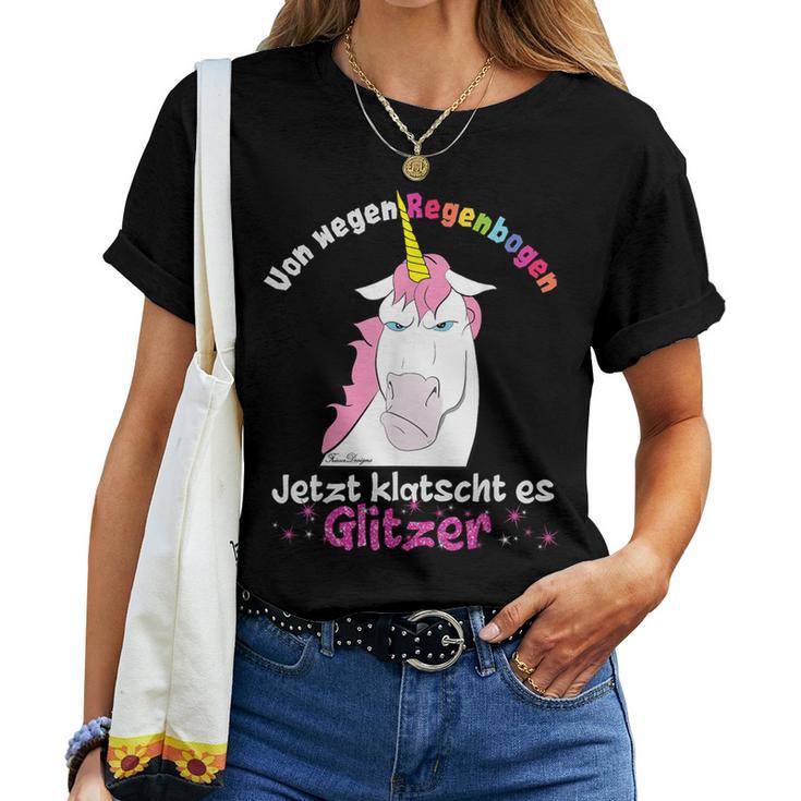 Evil Unicorn Clatscht Glitter Rainbow Fun T-shirt Frauen