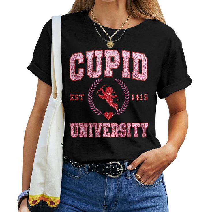 Faux Sequin Cupid University Happy Valentine’S Day Boy Girl Women T-shirt