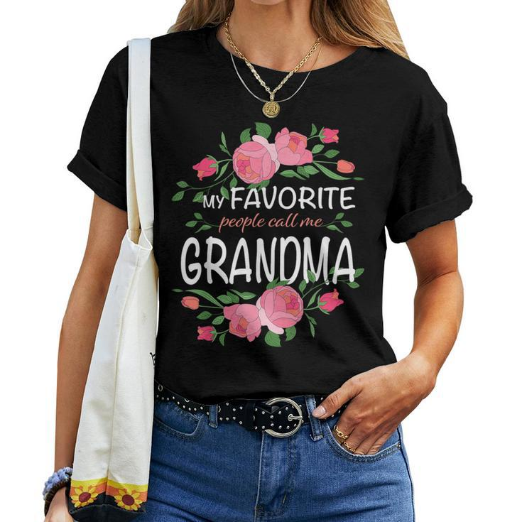 My Favorite People Call Me Grandma Floral Women T-shirt
