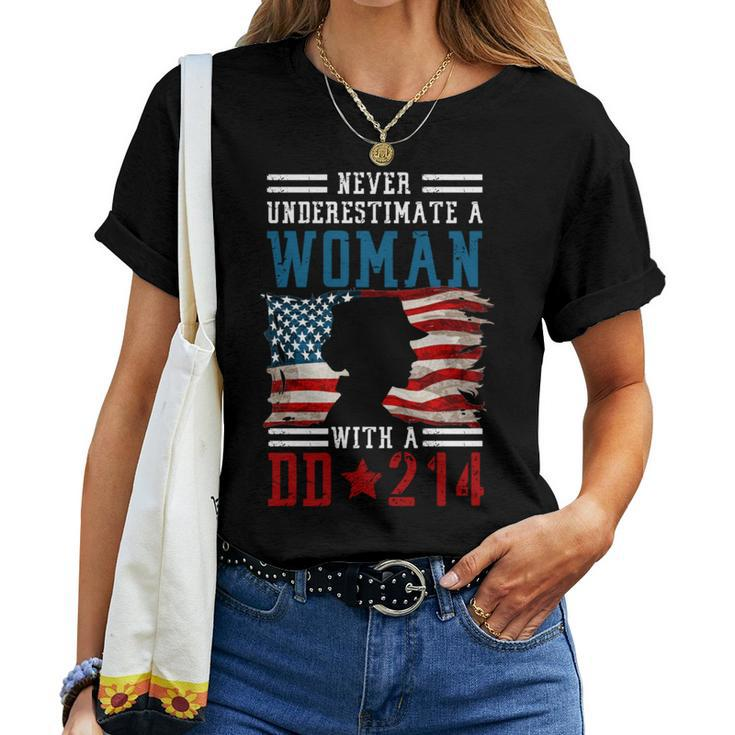Female Veteran Never Underestimate A Woman With A Dd-214 Women T-shirt