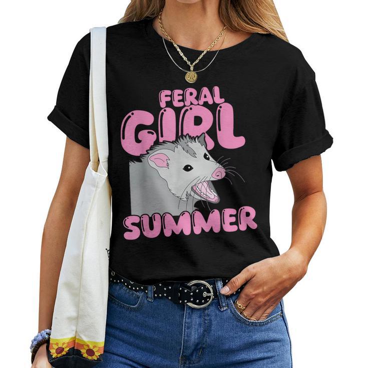 Feral Girl Summer Meme Possum Women T-shirt