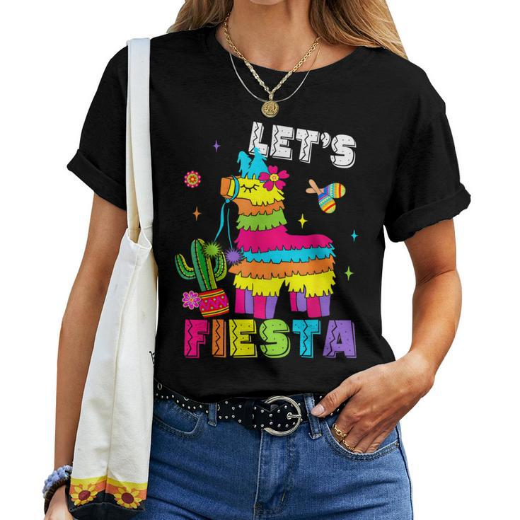 Lets Fiesta Cinco De Mayo Mexican Party Mexico Donkey Pinata Women T-shirt