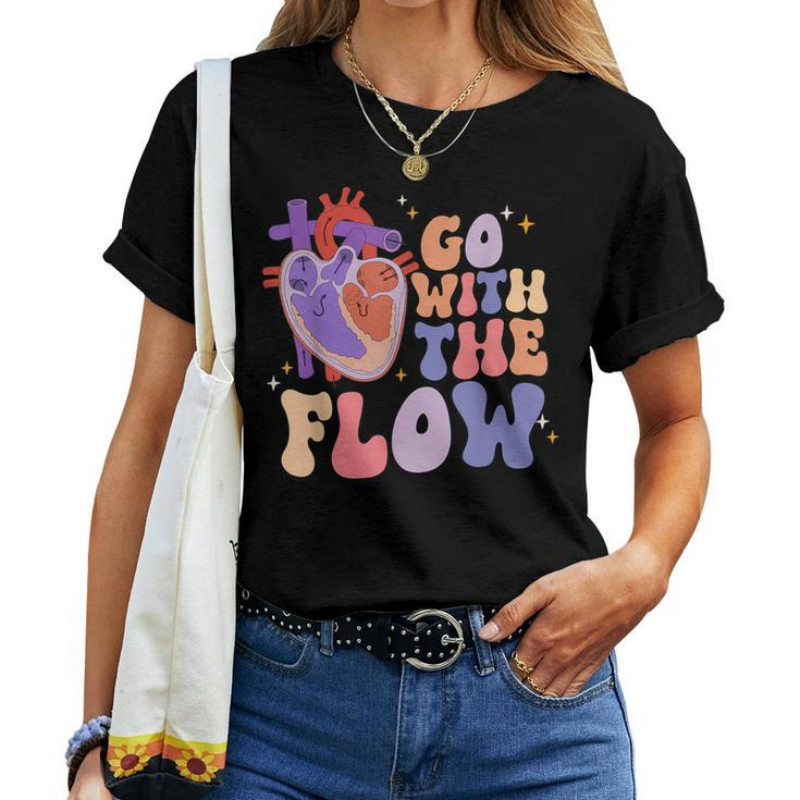 The Flow Of The Heart Cardiac Nurse Cardiology Sonographer Women T-shirt