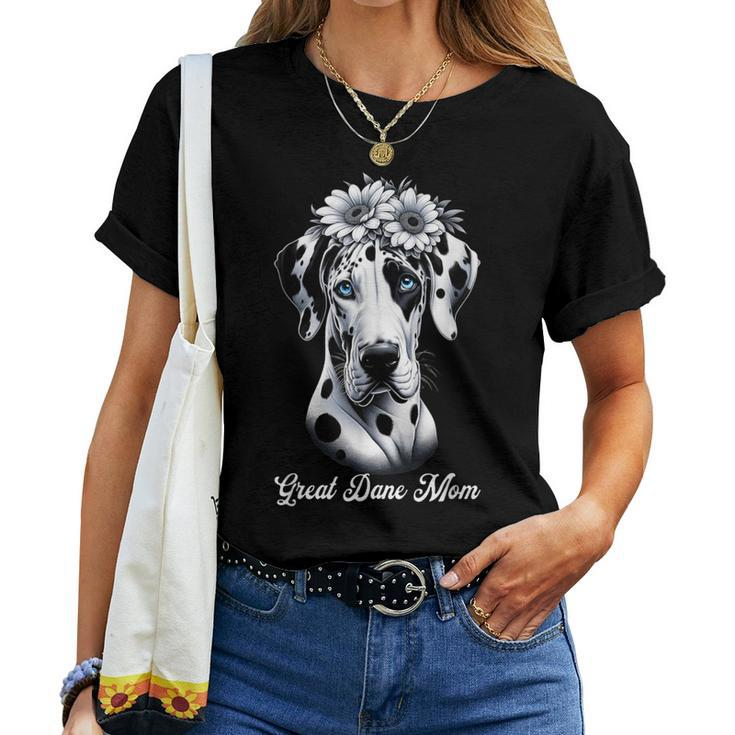 Flowers Giant Adorable Large Gentle Dog Lover Great Dane Mom Women T-shirt