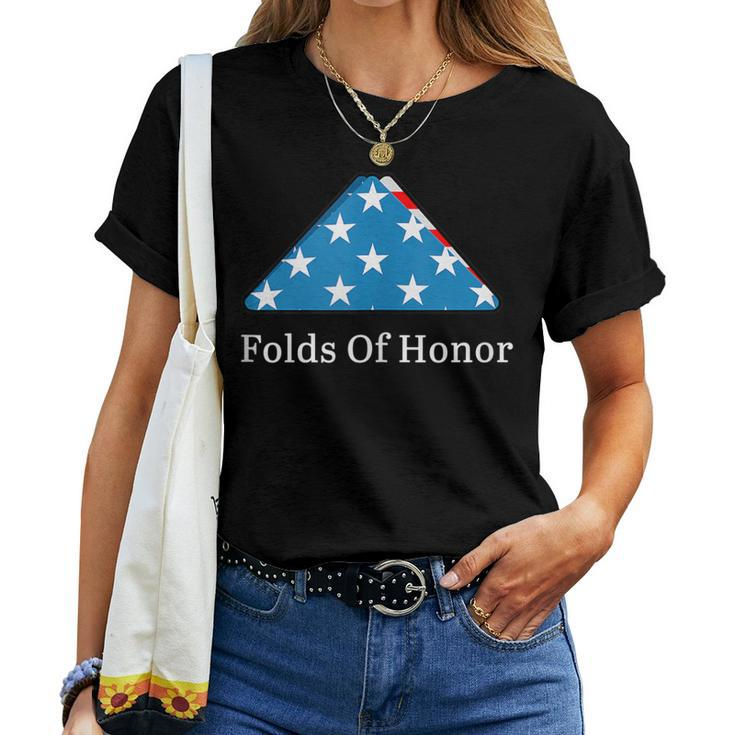 Folds Of Honor Fallen Military First Responders Patriotic Women T-shirt